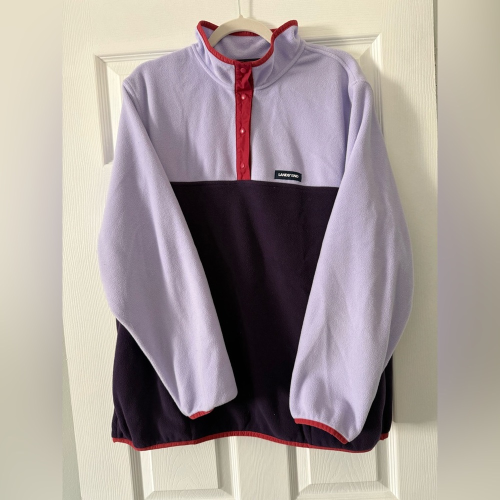 Lands' End 2X Women's Heritage Fleece Snap Neck Pullover 💜